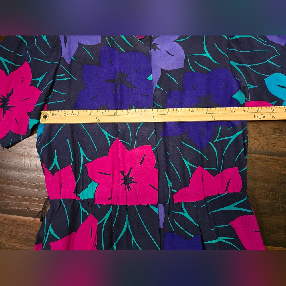 Liz Claiborne Womens Vintage Floral Button Up Silk Dress Size 8 - Picture 5 of 10